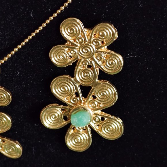 Jewelry made by hand Gold Plated 24 K. Silver 950, Morralla Emeral and Berillium - Picture 7 of 11